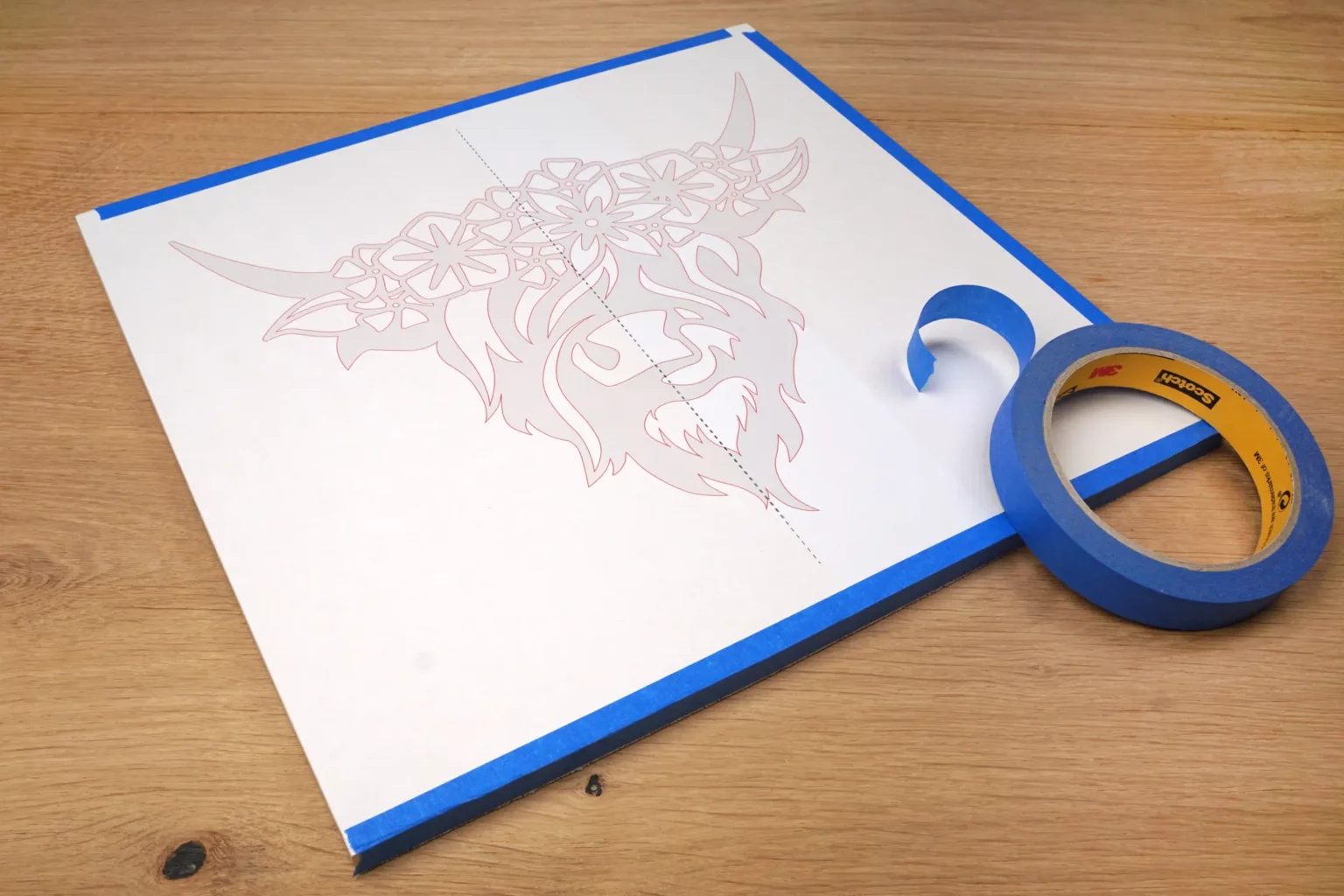 32-04-almabtrieb-wandbild-laubsaege-dekupiersaege-vorlage-platten-blue-tape-fixieren-stapel