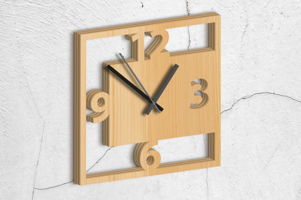 wand-uhr-quadrat-zahlen-deko-holz-einrichtung-digitale-laubsaegevorlage-schichten-titel